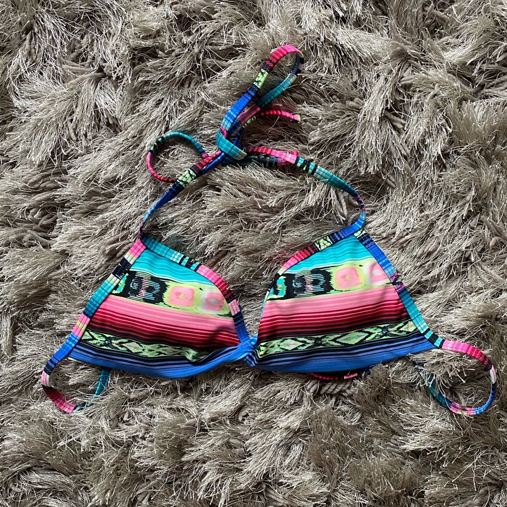 Multi-color tribal print bikini top